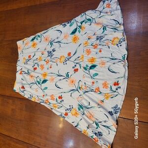 Floral Skirt with Orange and Green Accents